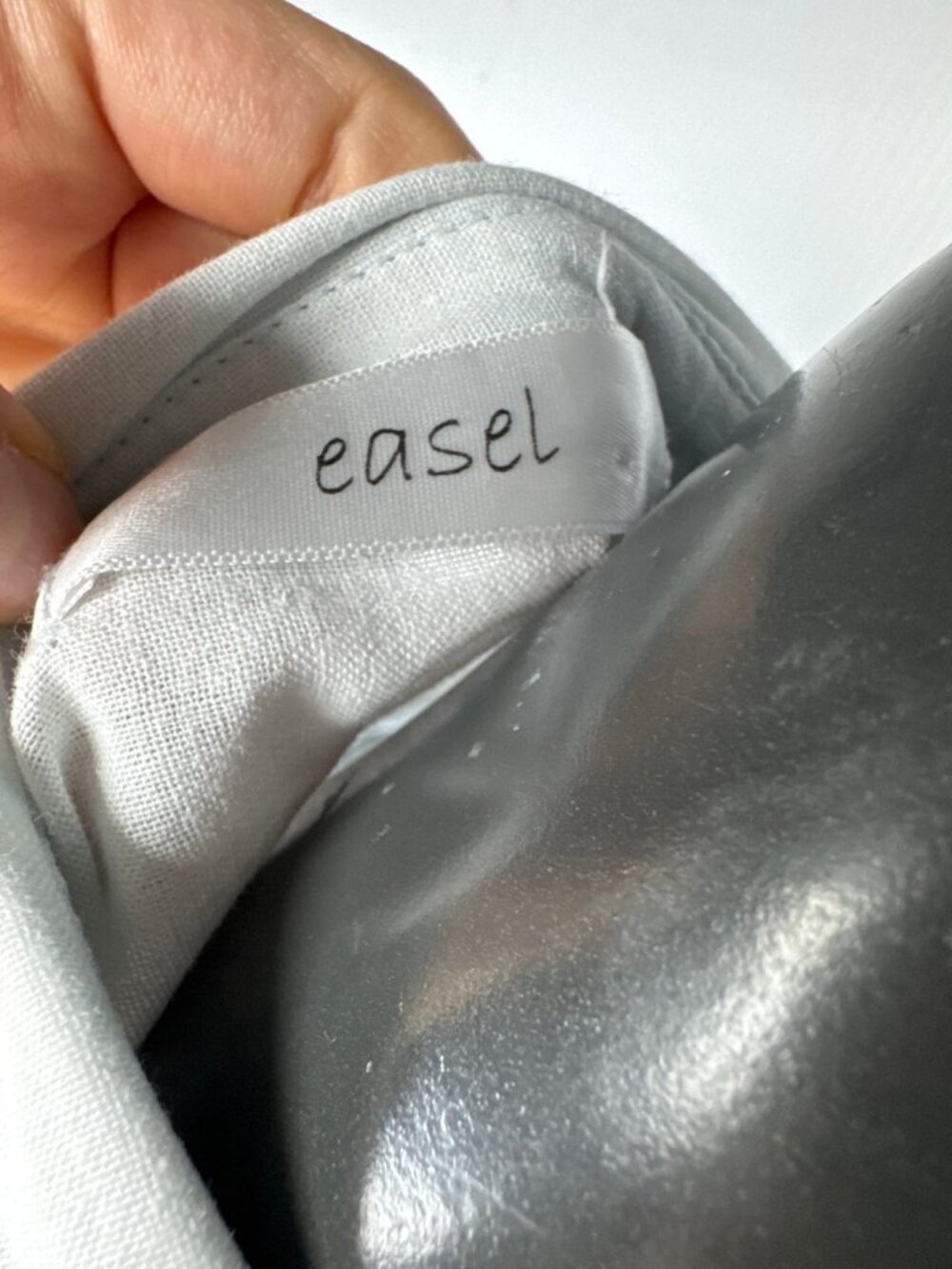 EASEL Oversized Linen & Cotton Ice Blue Long Sleeve Button Down Shirt sz S - Picture 8 of 10